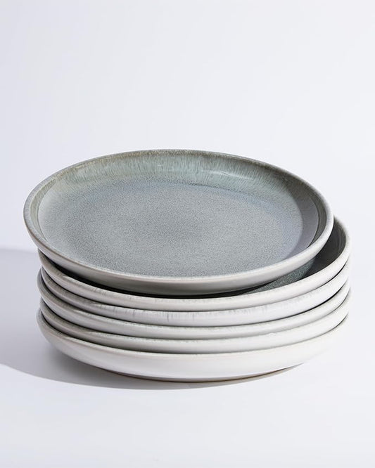 Gradient Green Dinner Plates Set of 6, 10 Inch Reactive Glaze Ceramic Plates Set, Modern Dinnerware Dishes Set for Kitchen, Microwave & Dishwasher Safe, Highly Chip and Crack Resistant