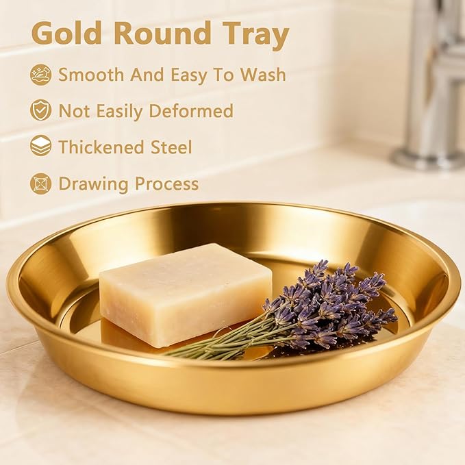 Gold Round Serving Tray, 15", 1 Pack