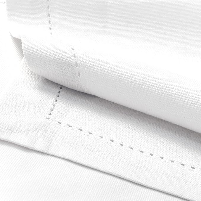 Encasa XO Placemats Set of 4 | Cotton Hemstitched Design | White | Rectangular 19"x13" - Dining Table Mat | for Dining Table Fall Decoration, Holiday & Christmas Festivals - Machine Washable