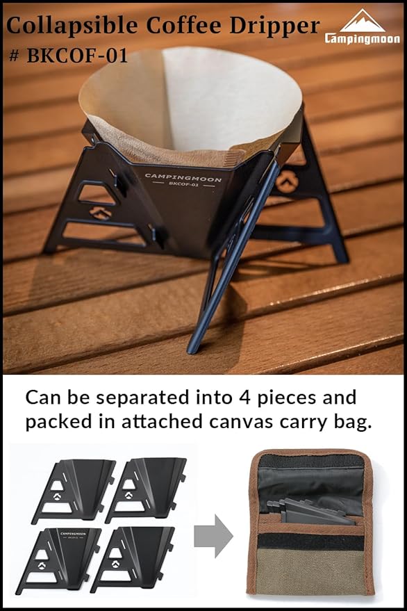 CAMPINGMOON Collapsible Coffee Dripper Pour Over Camping Outdoor 304 Stainless Steel COF-01 (Black)