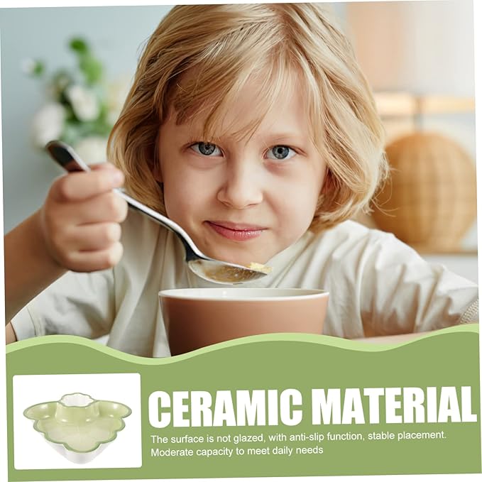 Ceramic Dumpling Plate with Sauce Compartment Cute Divided Serving Tray for Boys and Girls for Dipping Sauces Appetizers and Snacks for Home and Kitchen Use