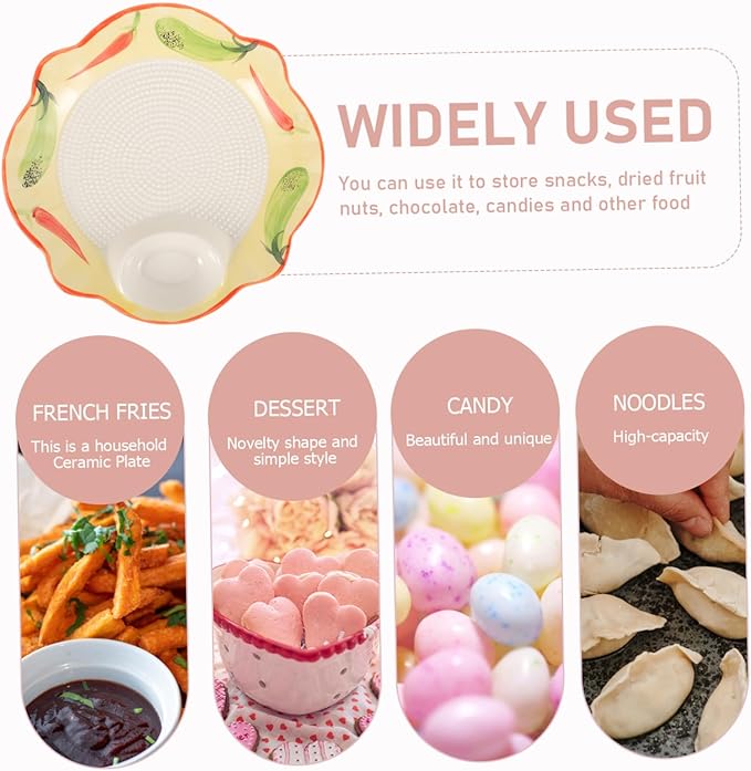 OUNONA Ceramic Divided Dumpling Plate with Sauce Dish Elegant Serving Tray for Snacks Fruits and Appetizers for Home Weddings and Gatherings
