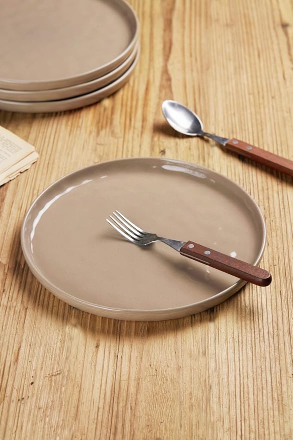 famiware Mars 6 Pieces Dinner Plates, 10.25 inch Plate Set, Scratch Resistant, Stoneware Dinnerware, Kitchen Modern Rustic Serving Dishes, Cinnamon Brown