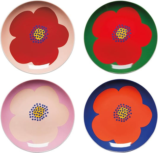 Jubilee Poppy Appetizer Plates Set of 4 Assorted
