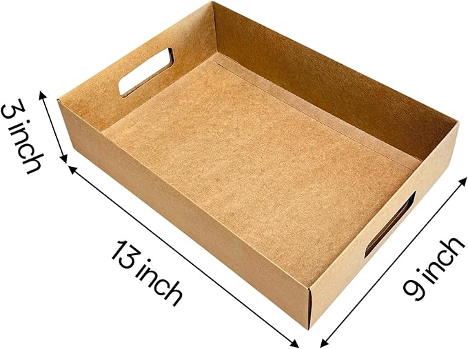 15-Pack 13" X 9" X 3" Brown Blyss Cookie Crate,Sturdy Cookie Serving Tray Great for Party Platters,Natural Kraft Paper Cardboard Tray use for Packaging and Hold Cookies,Take Out Container,Pack of 15