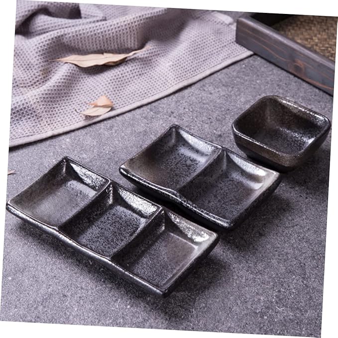 Alipis 2Pcs Ceramic Flavor Dishes Square Shape Appetizer Plates for Dipping Sauces Snacks and Condiments Versatile Food Sauce Bowls for Home School and Travel