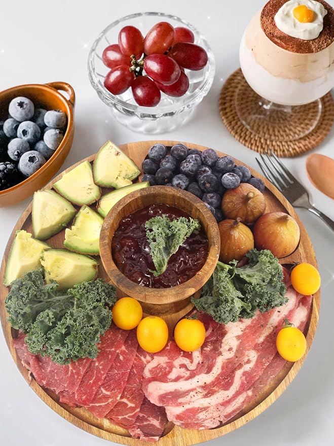 Acacia Wood Cake Stand with Lid, 12in Round Cake Holder, 2-in-1 Cake Plates with Acrylic Dome, Dessert Table Display Set for Party Birthday Kitchen Wedding