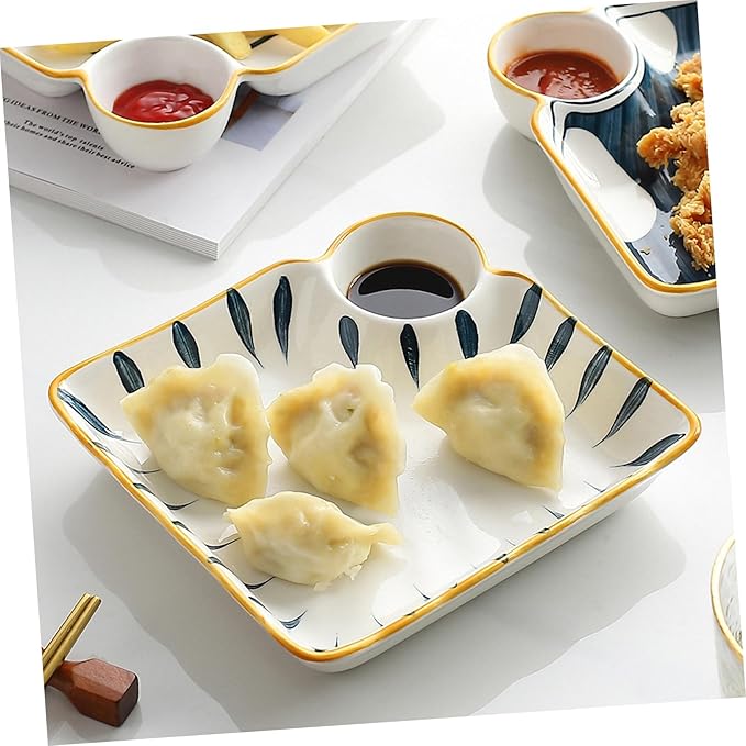 PRETYZOOM Ceramic Plate Dipping Saucer Food Service Dish Hot Pot Serving Plate for Party