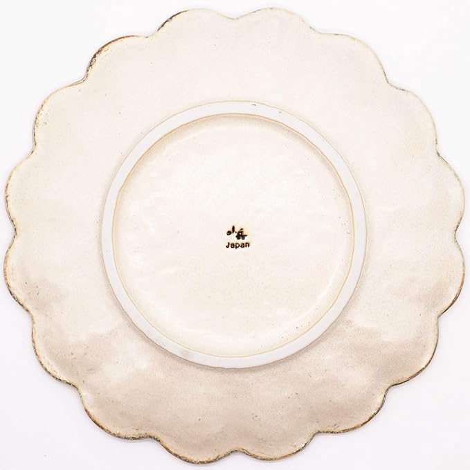 Utsuwaro-an Mino Ware 555-0018 Kaneko-Kohei Linker Plate, White, Kneeling Flowers, 9.4 Inches (24 cm) Diameter, for Curry, Pasta, Microwave and Dishwasher Safe, Made in Japan
