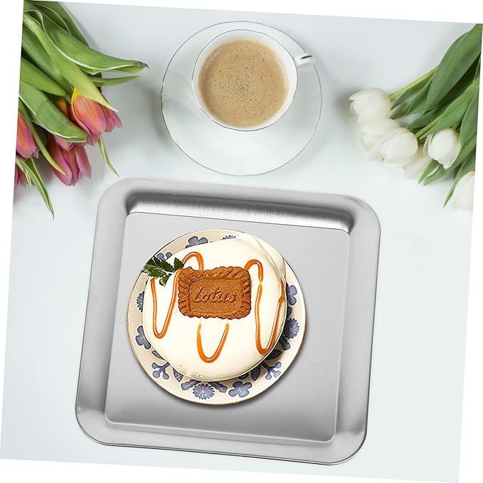 PRETYZOOM Cheese Melts Tray Square Decor Tray Serving Fruit Storage Plate Party Dessert Stainless Steel