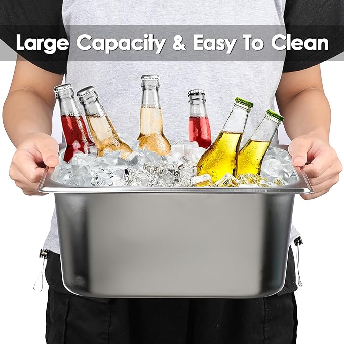 OwnMy 2PCS Ice Buckets for Freezer, Stainless Steel Ice Bucket for Parties, Metal Ice Cubes Bin Storage Container for Freezer, Large Wine Beer Drink Cooling Buckets for Beverage Cocktails Champagne