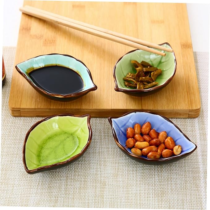 Garneck 3pcs Ceramic Sauce Dishes for Condiments Platters for Appetizers Seasoning Plates for Dipping Mustard Sauce Random Style