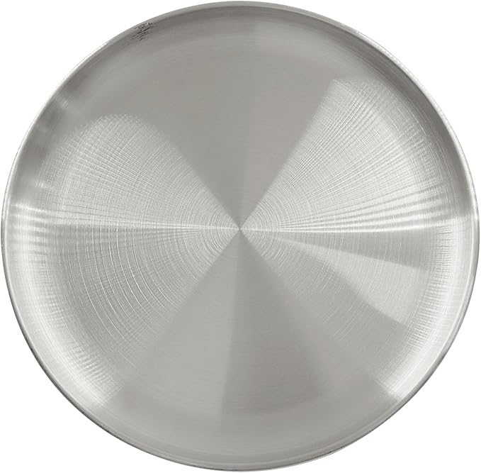 Piutouyar 26 cm / 10.24 Inch Round Serving Tray, Stainless Steel Circular Metal Platter, Decorative Tray Silver Dinner Dishes for Kitchen, Bathroom, Home