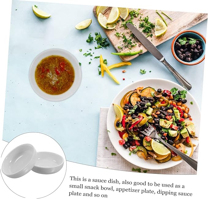 HEALLILY 6pcs Ceramic Dipping Plates Appetizer Sauce Dishes for Parties Picnics and Home Use Compact and Easy to Clean Condiment Bowls for Sauce and Vinegar