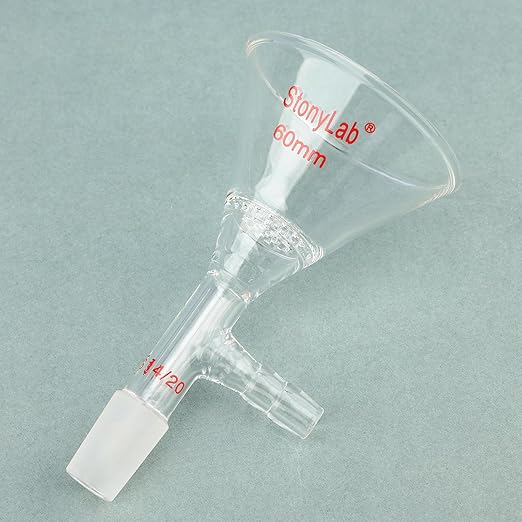 stonylab Borosilicate Glass Triangular Filtration Funnel, Vacuum Filtration, Efficient Filtering, 14/20 Joint, 60mm Diameter, Ideal for Laboratory Filtration Processes