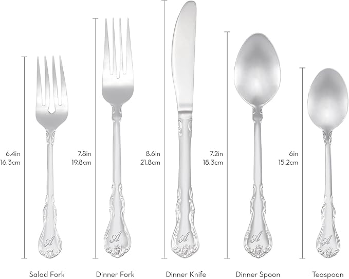 RiverRidge 46-Pc. Monogrammed Flatware, Service for 8, Bouquet Pattern - J