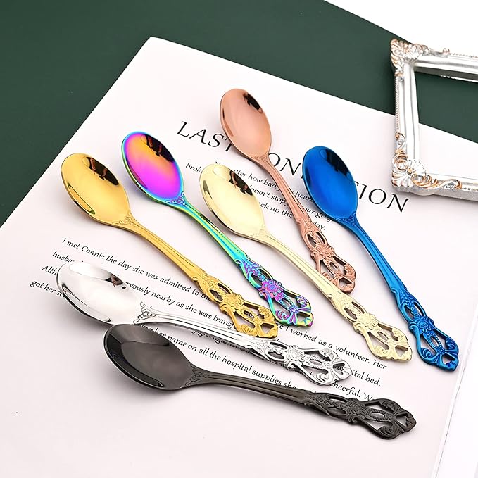 Elegant 32-Piece (4 Set) Retro Flatware Set, Stainless Steel Cutlery Set - Complete Eating Tableware Serving Set, Dishwasher Safe, Shiny Mirror Polish (Black)