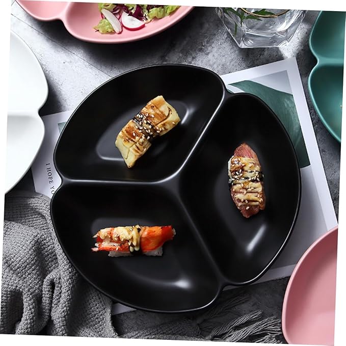 PRETYZOOM Multifunctional Ceramic Plate Divided Trays for Snack Party Serving Trays