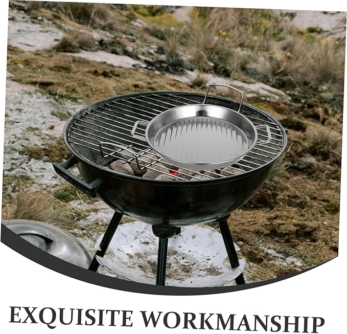 Mobestech Silver Stainless Steel Round Serving Tray Versatile Bbq Platter for Seafood Steak Snacks Easy to Clean Stackable Design for Home Outdoor Use