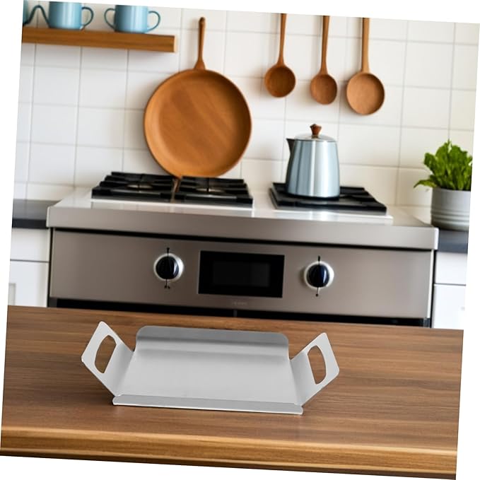 Stainless Steel Snack Serving Tray Silver Multi-Purpose Platter Reusable Food Preserving Tray Steel Korean Style Handles Thickened Design for Home and Restaurant Use