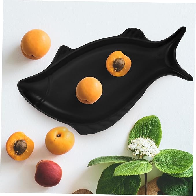 Homoyoyo Ceramic Fish Shaped Plate Set - 14 Inch Decorative Snack and Serving Dish for Home and Restaurants - for Cakes Appetizers and Utensil Display Unique Nut Tray Design