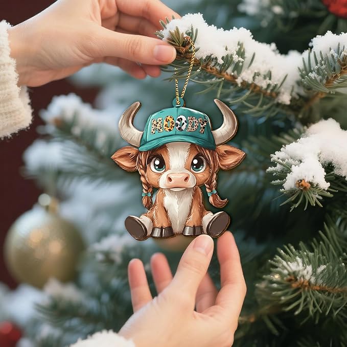 Farm Cow Ornament 2025 – Moody Cow Christmas Ornaments, Funny Western Girls Xmas Tree Decoration for Cow Lovers