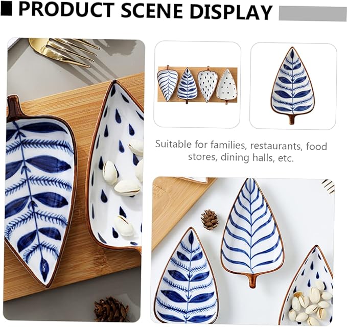 Unomor Creative Japanese Style Ceramic Snack Dish Hand-Painted Under-Glaze Sauce Dish for Dipping Seasoning and Appetizers 4.5-Inch Individual Serving Plate for Home Kitchen