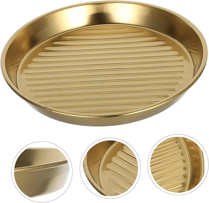 GLEAVI Stainless Steel Snack Plate 20cm Grilled Meat Dish Versatile Plate for Seafood Steaks Ideal for Camping Birthdays