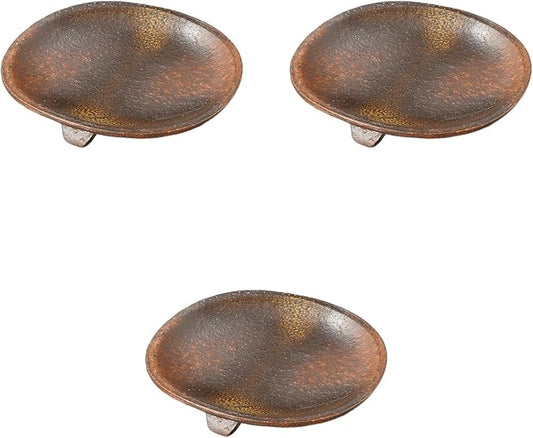 Set of 3, Handmade Bizen Style Highland 7.0 Plates, 8.5 x 1.6 inches (21.8 x 4.2 cm) | Central Plate Ceramic Setomonohonpo