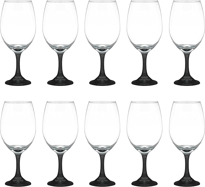 DISCOUNT PROMOS Rioja Grand Wine Glasses 20.75 oz. Set of 10, Bulk Pack - Perfect for Hotel, Bar, Restaurant or Lounge - Black