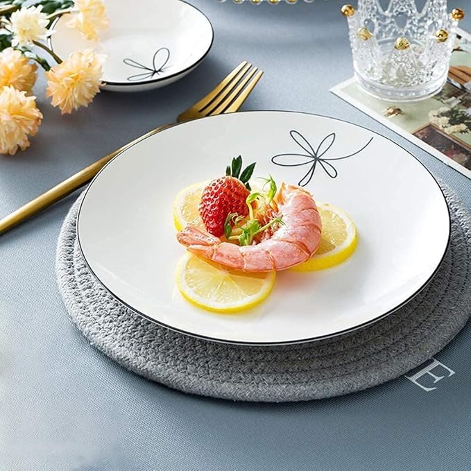 Dinnerware Set Dinner Party Tableware Service Set 60-Pieces Porcelain White Dinnerware Sets - Dinner Plates and Bowls Sets, Ceramic Dishes Set Service for 8/10/12, Creative Dinner Plates(56Pcs)