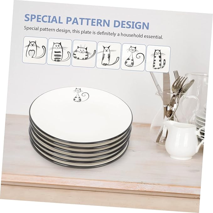 6pcs Ceramic Plates Japanese Food Dishes for Hotel Use for Steak Pasta and Family Gatherings Dishwasher Smooth Surface Design