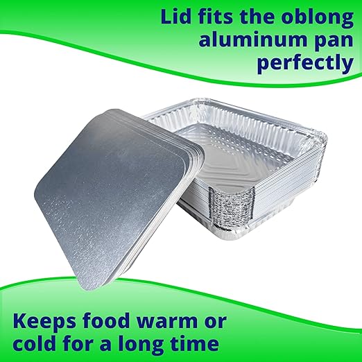 IDL Packaging 4 lb. Oblong Aluminum Foil Pans with Lids - 13" x 9" x 1.5” (pack of 5) - Disposable Foil Baking Dishes - Great for Grilling, BBQ, Steaming, Freezing