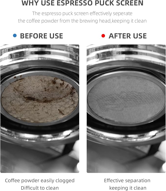MHW-3BOMBER 51mm Puck Screen Metal Espresso Puck Screen Reusable Coffee Filter for 51mm Portafilter Basket 0.8mm Thickness FG5580S-OS