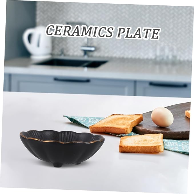 Unique Design Ceramic Plate Black Mini Bowl for Appetizers Salad Sauce for Catering Restaurant