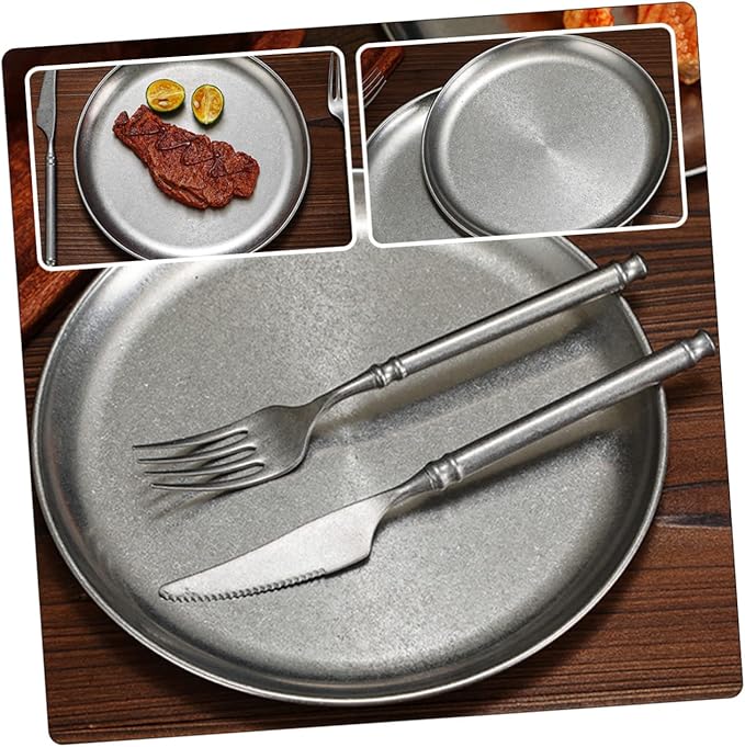 Stainless Steel Tea Party Dishes Pizza Pan Food Preservation Bar Serving Steak Cookie Tray Hamburger Banquet