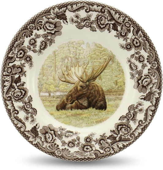 Spode Woodland Bread and Butter Plate | 6" Appetizer Plate with Majestic Moose Motif | Small Dessert Plate Made from Fine Earthenware | Microwave and Dishwasher Safe
