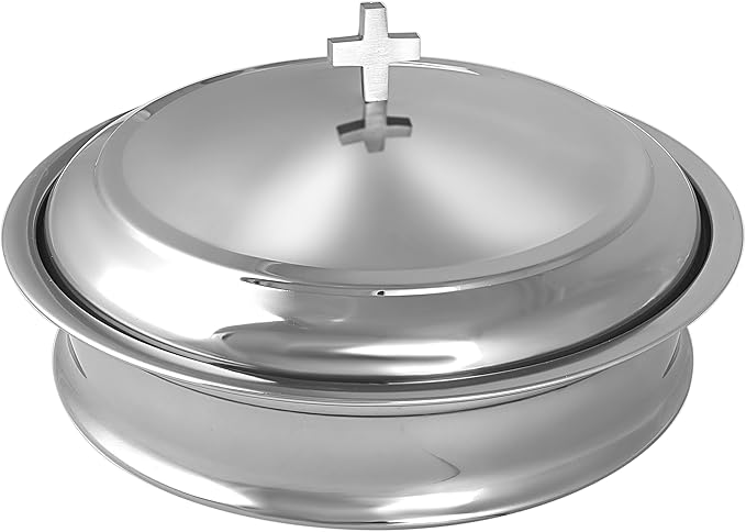 Communion Tray Set | Church Communion Tray Set | Stackable 1 Communions Tray with a Cover, 40-Hole Disk | Communions Supplies | Stainless Steel - Shiny Mirror Finish