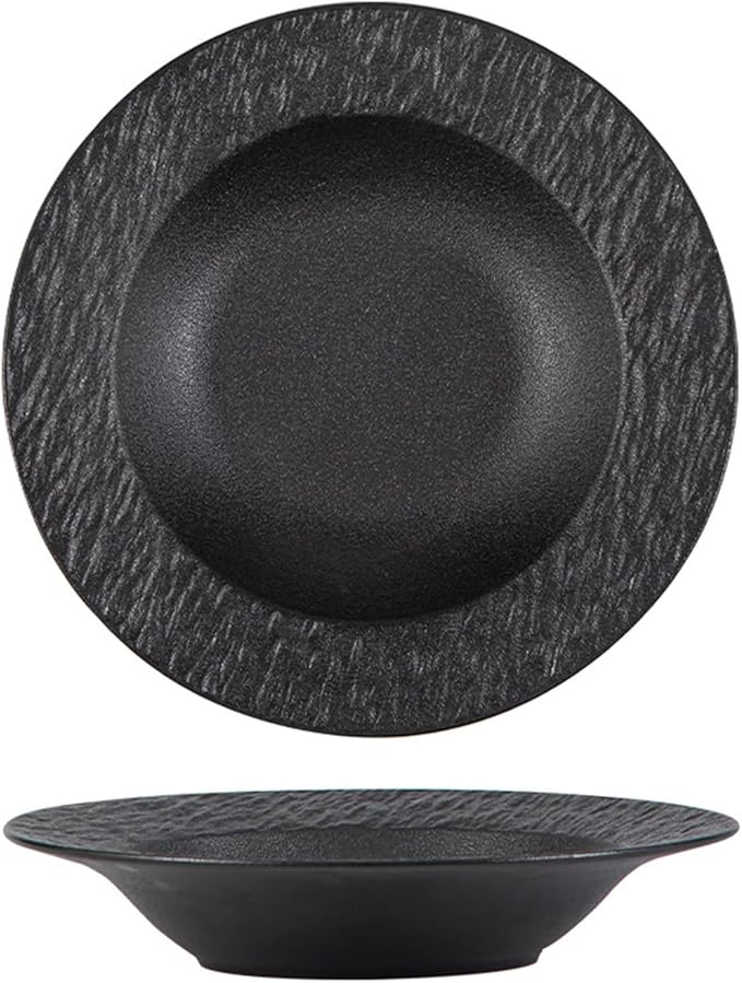 Dinner Plates Plate Simple Ceramic Plate Dinner Plate Vegetable Plate for Kitchen，Noir 10 inch