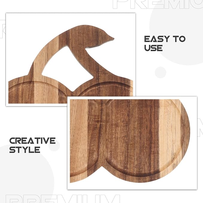 Wood Serving Tray - Cherry Shaped Wooden Cake Snack Appetizer Platter, Candy Dessert Dish, Ideal for Coffee Tea, Cheese, Party Supplies & Daily Serving, Elegant Table Display