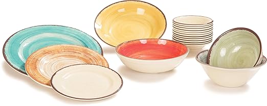Carlisle FoodService Products Mingle Resuable Plastic Plate Dinner Plate with Pottery Style for Home and Restaurant, Melamine, 11 Inches, Aqua