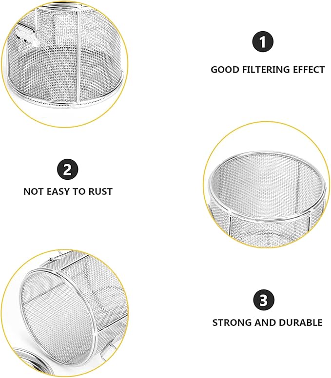 Seasoning Strainer, Stainless Steel Spice Filter, Cooking Spice Filter, Mesh Design Tea Ball Strainer Soup Seasonings Seperation Basket Filter with Chain Hook for Home Restaurant (10 * 10cmLarge Size)