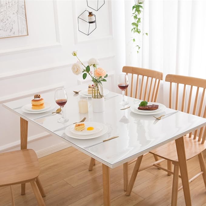 22 x 60 Inch Clear Table Cover Protector, Clear Table Protector for Dining Room Table, 1.5mm Plastic Table Cover, Waterproof Table Pad for Kitchen, Office