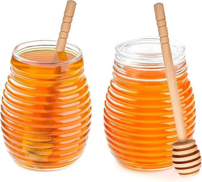 BLUE TOP 20PCS Wooden Honey Dipper Stick 6 Inch Individually Wrapped Honey Stirrer Stick,Honeycomb Sticks,Honey Wand for Honey Jar Dispense Drizzle Honey and Wedding Party Favors Gift.