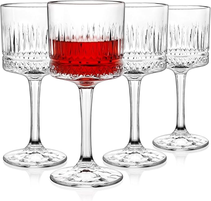Wine Glasses Set of 4, 13.5oz Crystal Wine Glasses, Lead-Free Square Wine Glass with Long Stem, Wine Gifts for Wedding Birthday