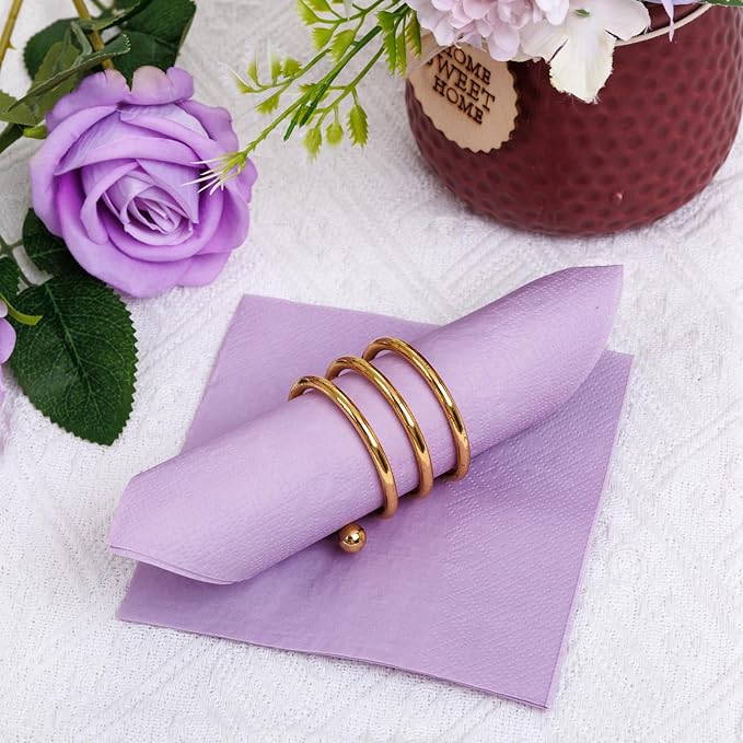 FLOWERCAT 100-Count 2-Ply Purple Cocktail/Beverage Napkins - Disposable Premium Quality - 5" x 5" Purple Paper Napkins for Easter,Bar,Weddings,Birthday