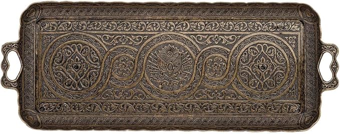 Alisveristime Turkish Ottoman Coffee Tea Beverage Serving Rectangle Tray (Small Tray) (13 INC*5.5 INC) (Autentic)