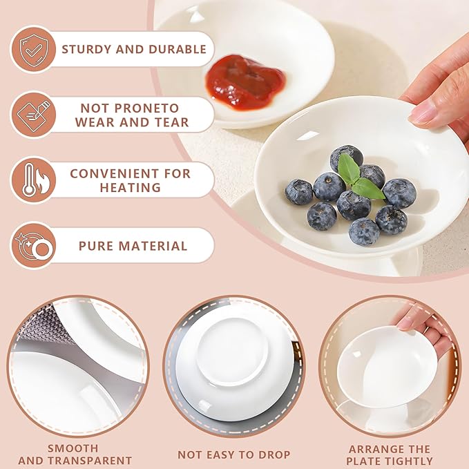 Appetizer Plates Set of 4, Small Ceramic White Dessert Plate, 5 Inch Small Plates Ceramic for Cake, Bread, Snack Sauce, Salad, Microwave and Dishwasher Safe (5 inch, 4 pack)