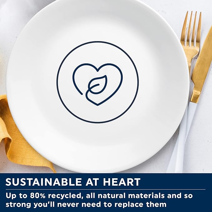 Corelle 12pc Bella Faenza Dinnerware Set for 4 - 3X More Durable Glass, Half Weight of Ceramic, up to 80% Recycled
