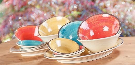 Carlisle FoodService Products Mingle Resuable Plastic Plate Dinner Plate with Pottery Style for Home and Restaurant, Melamine, 11 Inches, Aqua